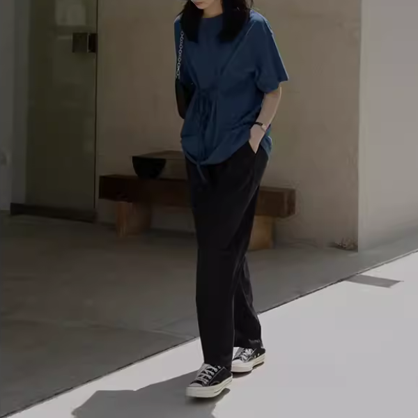 【2color】ウエストリボンTシャツ X1-009