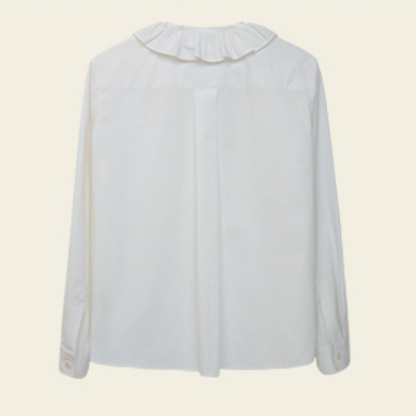 立体ローズ装飾ホワイトブラウス　《Z00766》