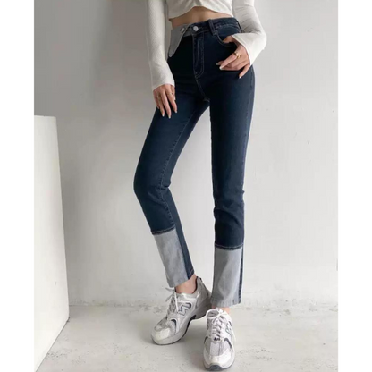 【２color】コントラストエッジフラップストレートデニム w-052