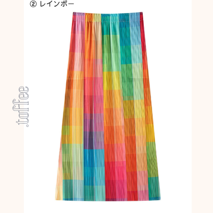 【8pattern】マルチカラーロングプリーツスカート《Z01068》