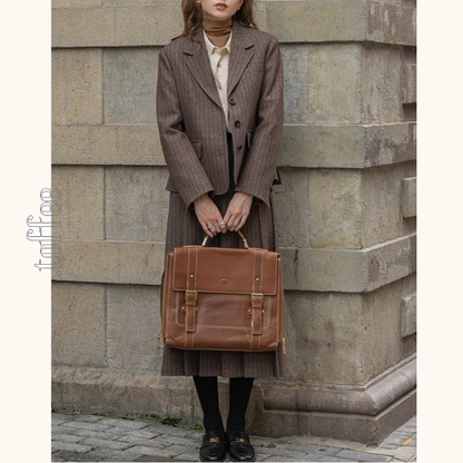 ストライプテーラードジャケット＆ロングプリーツスカートセットアップ《Z00865》