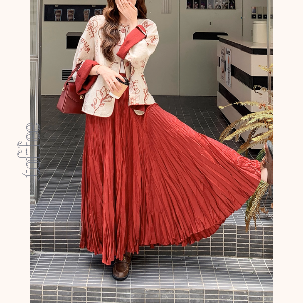 花咲く情景のセットアップ／花柄トップス＆マキシスカート《Z01151》