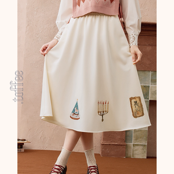 ヴィンテージ調プリントフレアスカート《Z01102》