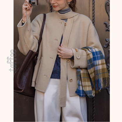 【2color】やさしい風にほどけるタイ付きショートコート《Z01174》