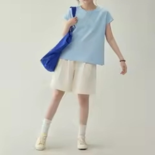 【2color】バックリボン刺繍クルーネックトップ　Z00324