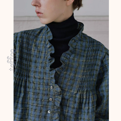 【3color】フリル×キャンディ袖のクラシックシャツ《Z01361》