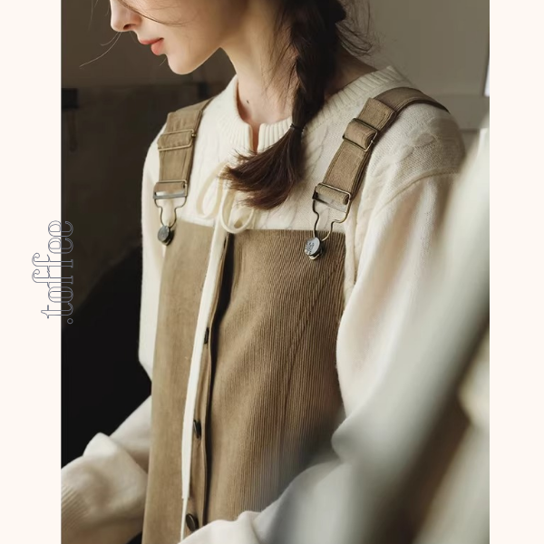 ゆったりコーデュロイサスペンダーワンピース《Z01322》