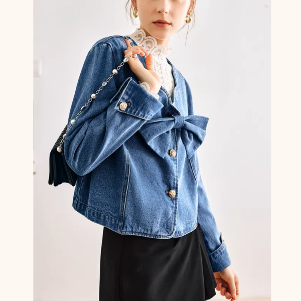 大きなリボンが映える甘辛デニムジャケット《Z01508》