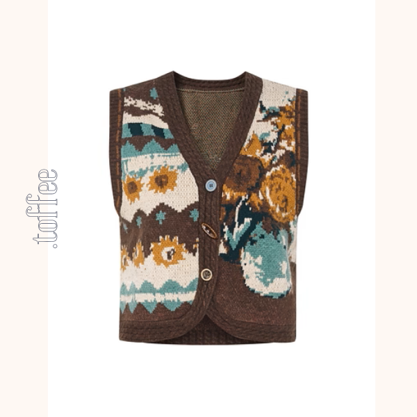 アートと遊び心を編んだニットベスト《Z01125》