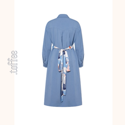 船と旅の重ね着風シャツワンピース《Z01132》