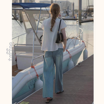 刺繍入りワイドデニムパンツ《Z01097》