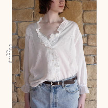 【3color】フリル×キャンディ袖のクラシックシャツ《Z01361》