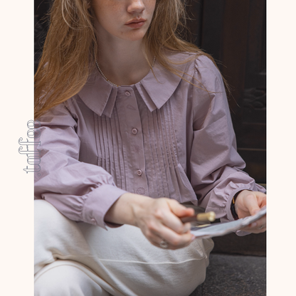 【2color】海辺の記憶を抱く二重襟ブラウス《Z01171》