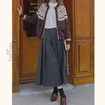 午後の街角とツイードプリーツスカート《Z01161》