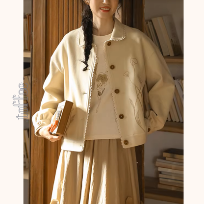 野に咲く花をまとって—刺繍レースカーディガン《Z01144》