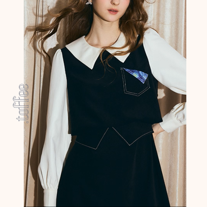 星を見上げる馬の刺繍ワンピース《Z01122》