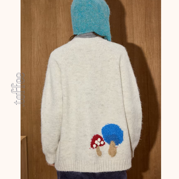 カラフルきのこの遊び心カーディガン《Z01136》