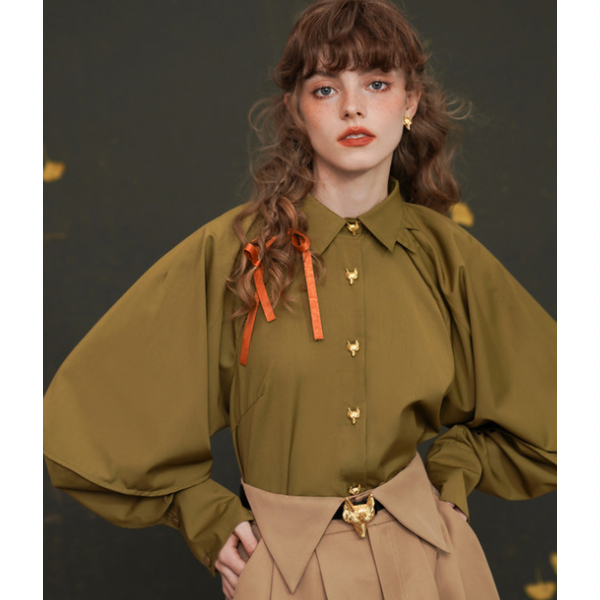 【２color】フォックスボタンシャツ w-033