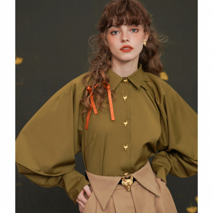 【２color】フォックスボタンシャツ w-033