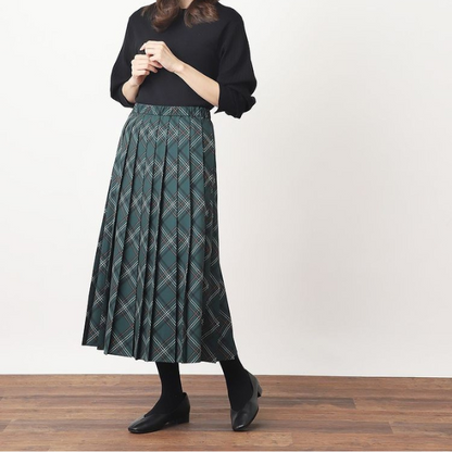 【２color】レトロチェックプリーツAラインスカート w-010