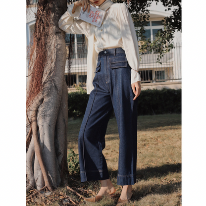 ダブルフラップワイドデニム w-151