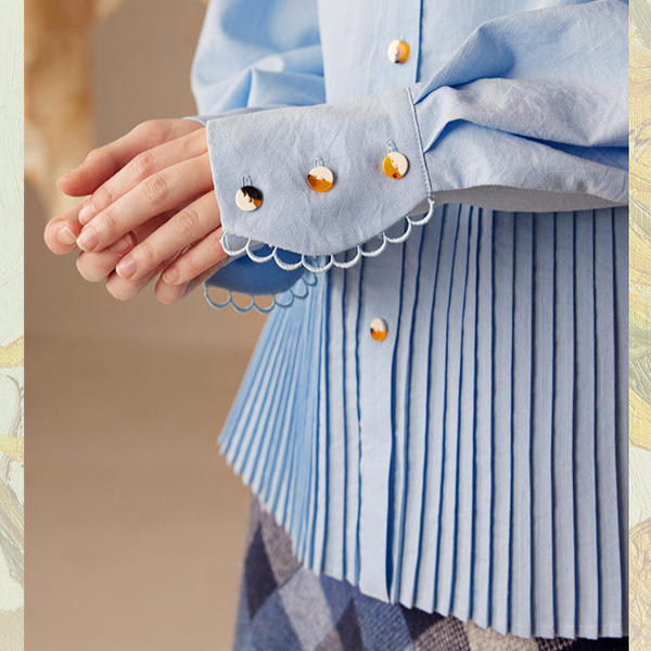 【4color】ゴッホのアートプリント入りプリーツシャツ X-516