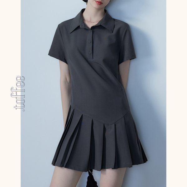 ポロカラープリーツミニスカート　Z00465