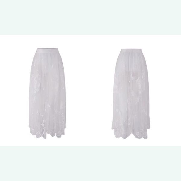 舞い踊る鳥達：幻想的レトロレース ロングスカート 《C0215》