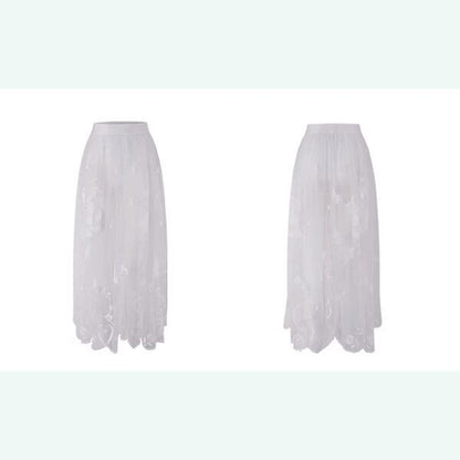 舞い踊る鳥達：幻想的レトロレース ロングスカート 《C0215》