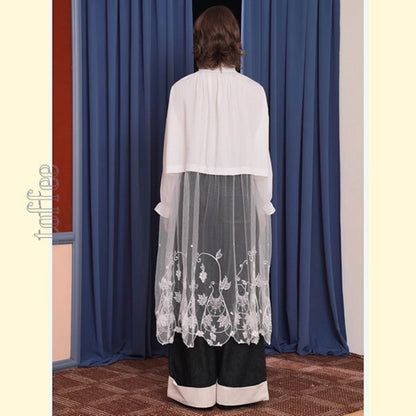 純白の夢幻：芸術的な刺繍レースのワンピース 《C0196》