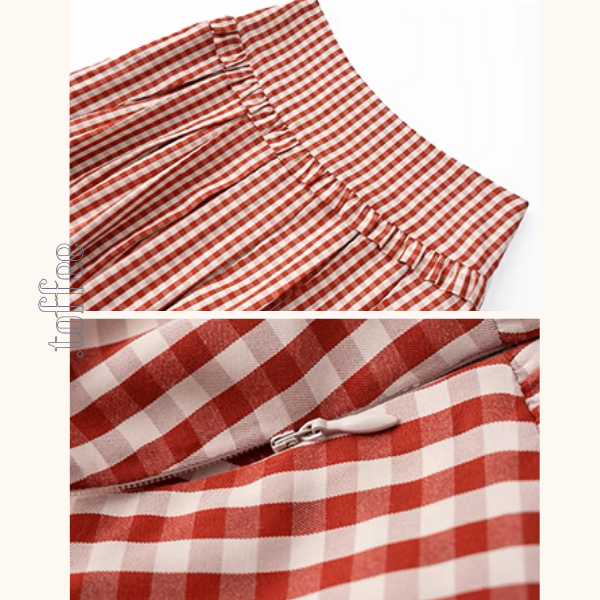 ギンガムチェックハイウエストフレアスカート《Z00882》