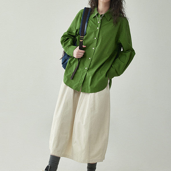 【2color】ワイドレッグコットンミディスカート Z00250