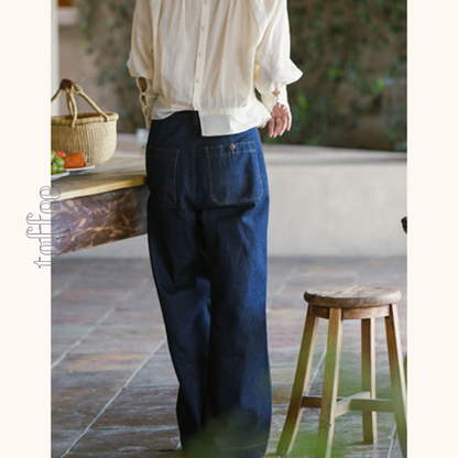 インディゴブルーワイドデニムパンツ　Z00404