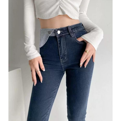 【２color】コントラストエッジフラップストレートデニム w-052