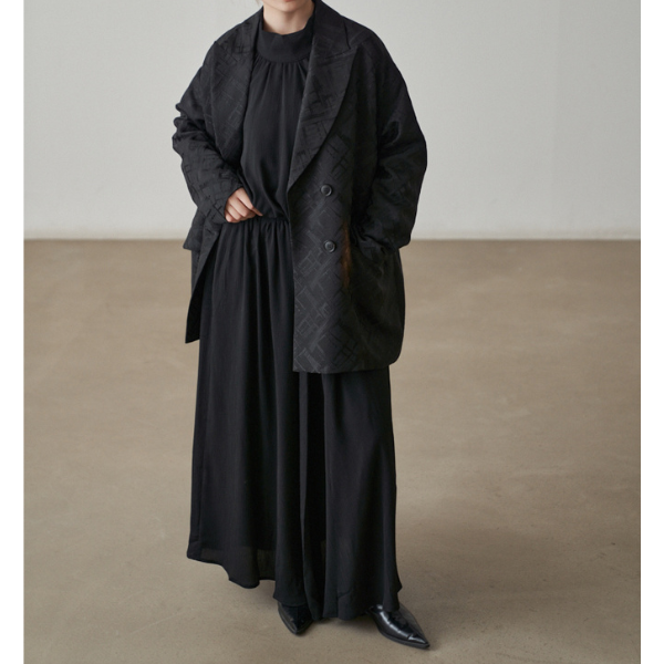 ダブルブレスミドル丈ルーズジャケット X-434