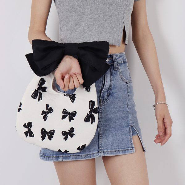 【3color】大きなリボン付きチェーンショルダーバッグ Z00237