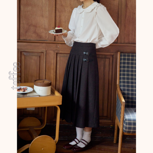 【2color】ハイウエストAラインロングスカート　Z00560