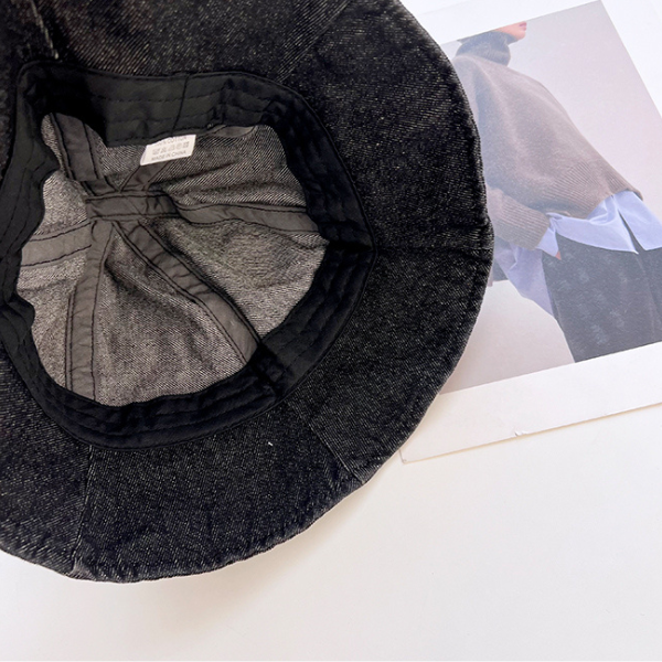 【3color】リボン付きウオッシュデニムドームハット Z00159