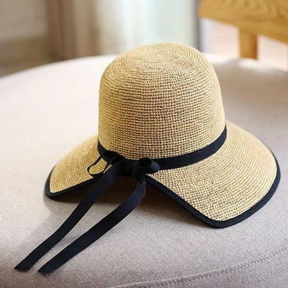 【３color】レトロなヘップバーン麦わら帽