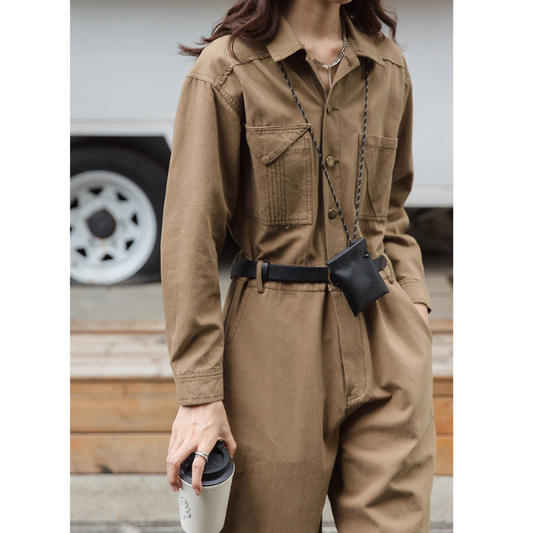 【２color】ウエストベルトメンズライクジャンプスーツ　AU-224