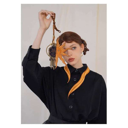 【2color】太陽刺繍シャツブラウス C0079