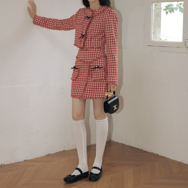 千鳥格子フリンジエッジセットアップ Z00018