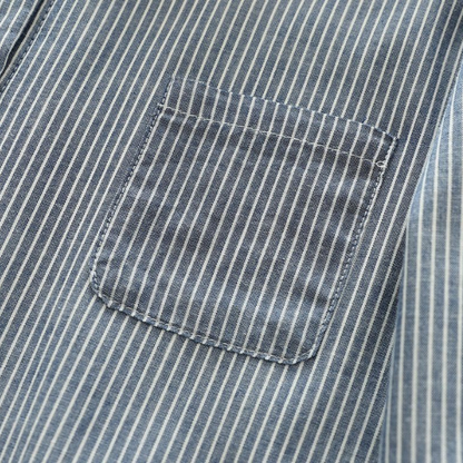 【4color】胸ポケット付きストライプ柄ボタンシャツ　《Z00724》