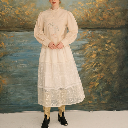 レース＆刺繍コットンブラウス 《Z00623》