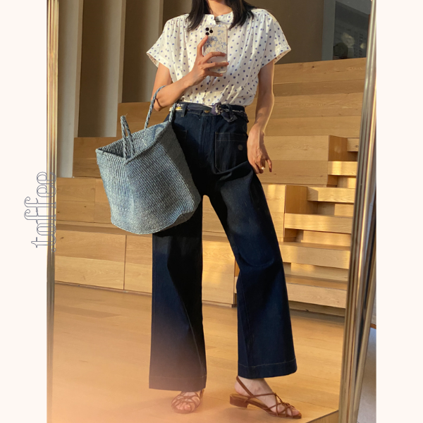 インディゴブルーワイドデニムパンツ　Z00404