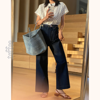 インディゴブルーワイドデニムパンツ　Z00404