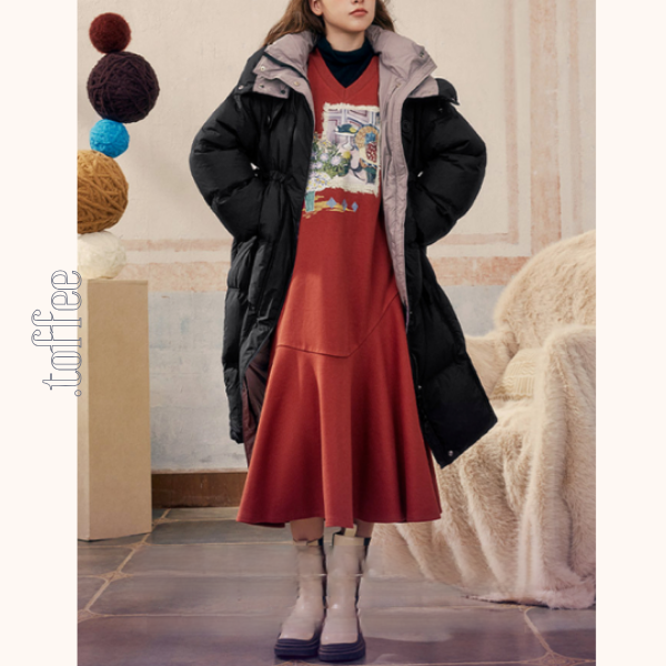 【2color】Vネックスウェットワンピース　《Z00683》