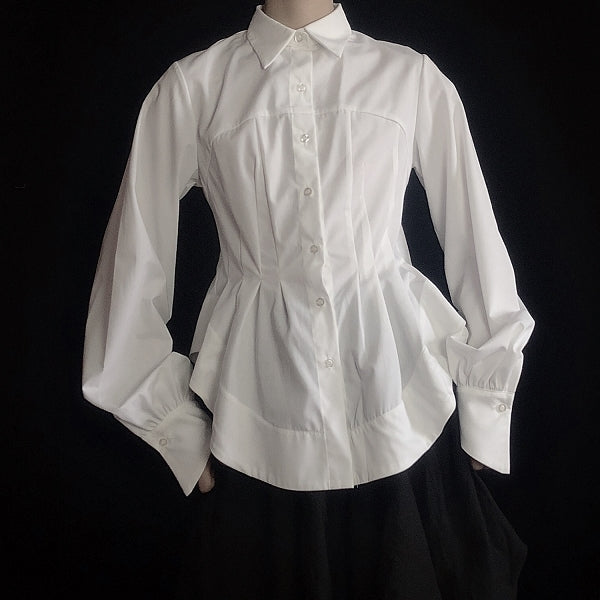 ウエストスクイーズラウンドヘムシャツ AU-413