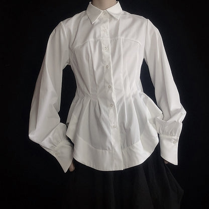 ウエストスクイーズラウンドヘムシャツ AU-413