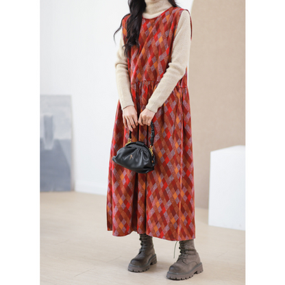 【２color】マルチカラースクエアパターンワンピース w-005